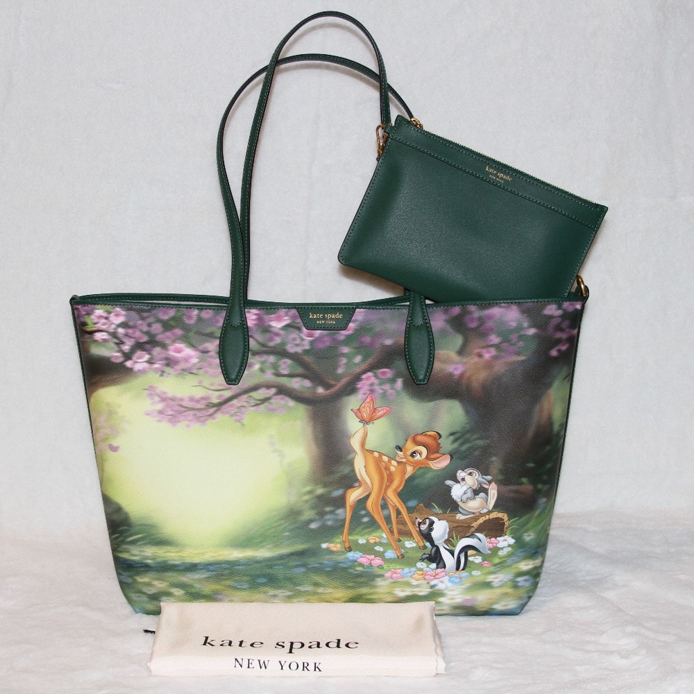 Kate Spade x Disney Bambi Thumper Sutton Tote Bag Purse Handbag Forest Scene